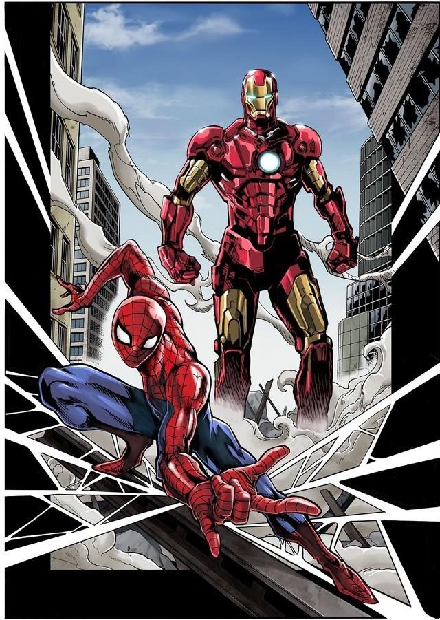 Iron Man e Spider-Man Shueisha Iron Man e Spider-Man disegnati da mangaka