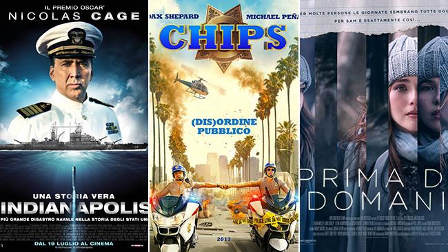 Weekend al cinema: i film in uscita il 22 e 23 luglio 2017 I poster dei film USS Indianapolis, CHIPs, Prima di Domani