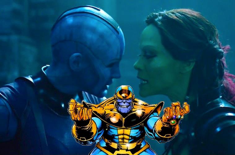 Thanos tra Nebula e Gamora Thanos istiga Nebula e gamora