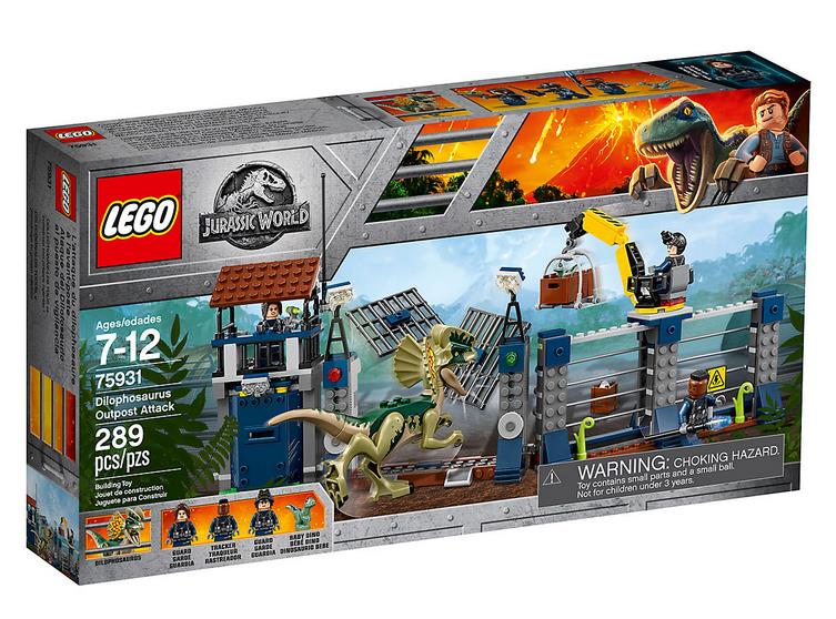 Box Attacco all'avamposto del Dilofosauro di LEGO Dettagli del box del set di LEGO