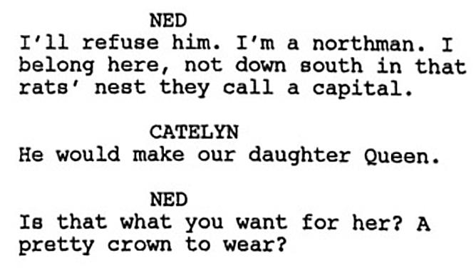 Lo script di GoT della Cushing Memorial Library Lo script di GoT della Cushing Memorial Library: Ned, Catelyn e Sansa regina