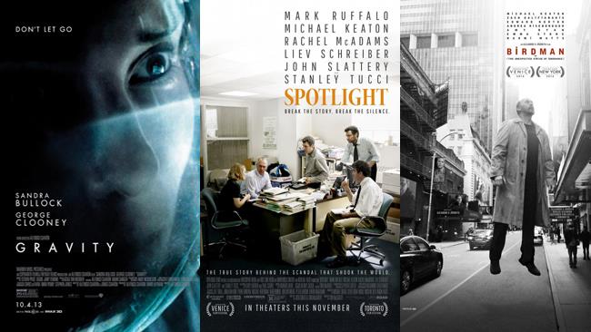Gravity, Il caso Spotlight e Birdman I poster di Gravity, Il caso Spotlight e Birdman