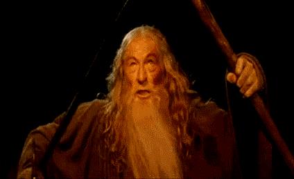 Gandalf in una scena de Il Signore degli Anelli - La Compagnia dell'Anello Gandalf impedisce al Balrog di passare