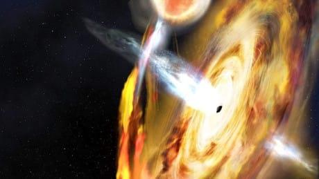 Echi di luce provenienti da un buco nero Una rappresentazione di echi di luce sprigionati da un buco nero