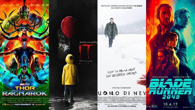 Un mese di cinema: i film in uscita a ottobre 2017 Le locandine dei film Thor: Ragnarok, IT, Blade Runner 2049 e L'Uomo di Neve