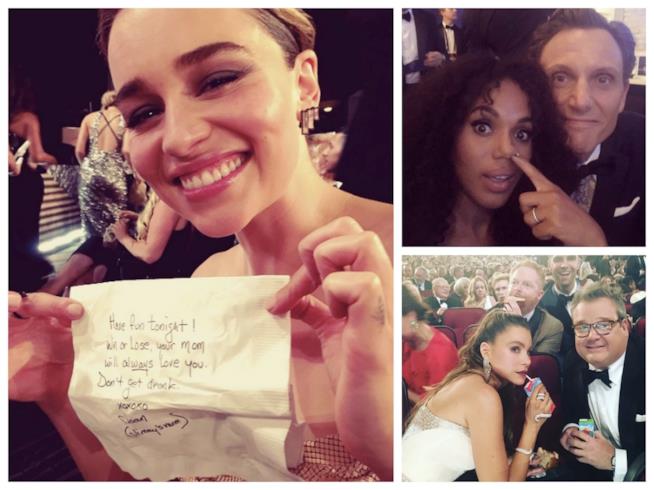 Le star condividono i migliori momenti degli Emmy Awards 2016 su Instagram Alcune immagini condivise dalle celebrities su Instagram durante gli Emmy Awards 2016