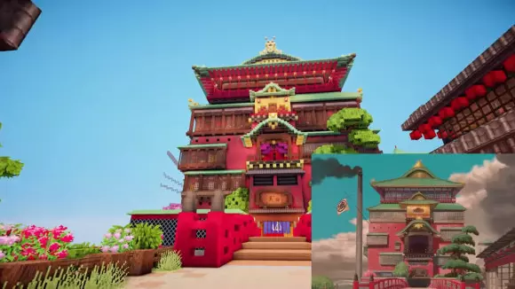 La città incantata in versione Minecraft La città incantata ricostruita in Minecraft