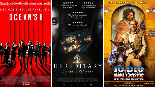Weekend al cinema: i film in sala il 28 e 29 luglio 2018 I poster dei film Ocean's 8, Hereditary e Io, Dio e Bin Laden
