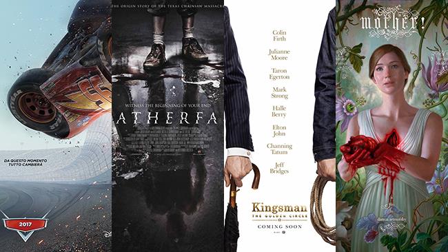 Un mese di cinema: i film in uscita a settembre 2017 I poster dei film Cars 3, Leatherface, Kingsman - Il Cerchio d'Oro, Madre!