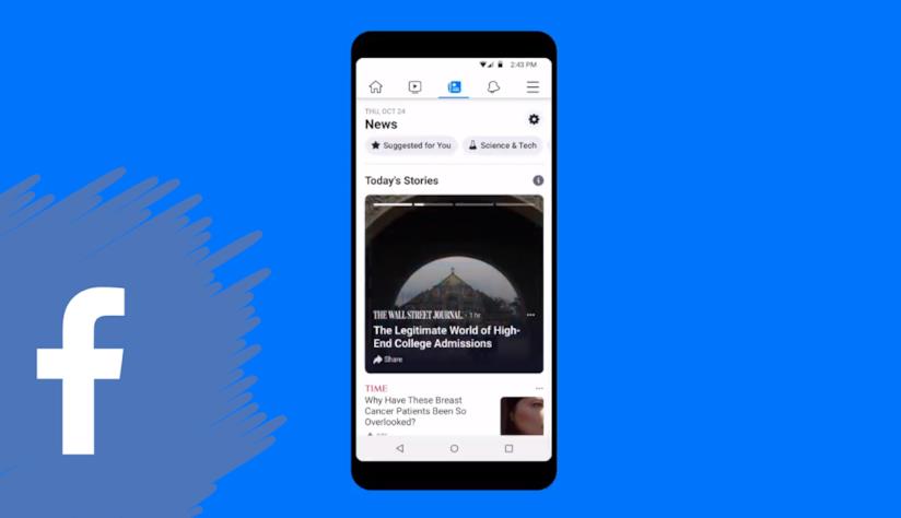 Facebook annuncia la nuova sezione News dedicata all'informazione, ma solo per gli USA La Home Screen di Facebook News