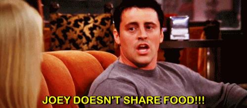 Joey Tribbiani e il cibo Joey Tribbiani non condivide il cibo