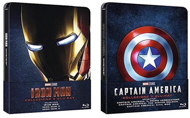 Cofanetti Iron Man e Captain America Copertine dei Blu-ray Iron Man e Captain America