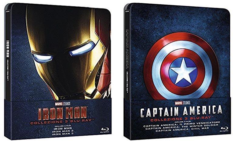 Cofanetti Iron Man e Captain America Copertine dei Blu-ray Iron Man e Captain America