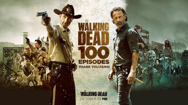 Un'immagine celebrativa del centesimo episodio di The Walking Dead The Walking Dead: immagine speciale per l'episodio 100