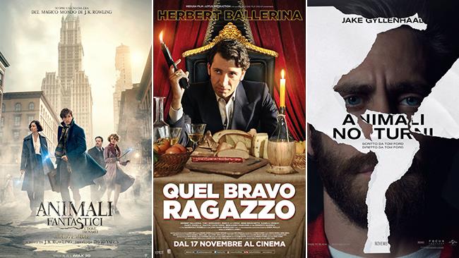 Weekend al cinema: i film in uscita il 19 e 20 novembre 2016 I poster dei film Animali Fantastici e Dove Trovarli, Quel Bravo Ragazzo, Animali Notturni