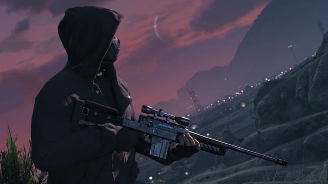 GTA Online, Gunrunning debutterà a giugno su PS4, Xbox One e PC Uno dei criminali di GTA Online impugna il suo fucile