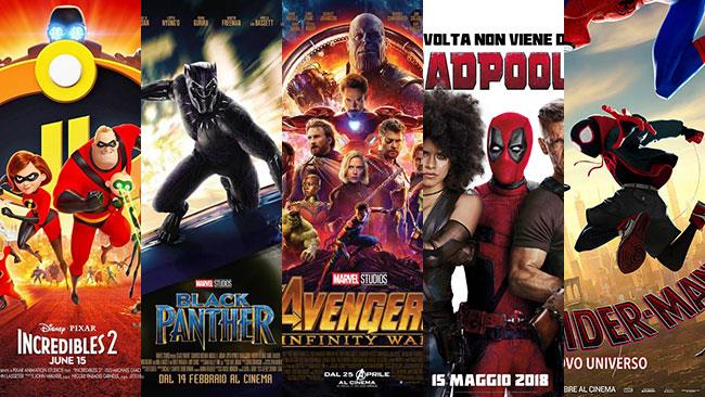 Film di supereroi: i migliori del 2018 I poster de Gli Incredibili 2, Black Panther, Avengers, Deadpool 2, Spider-Man: Un nuovo universo