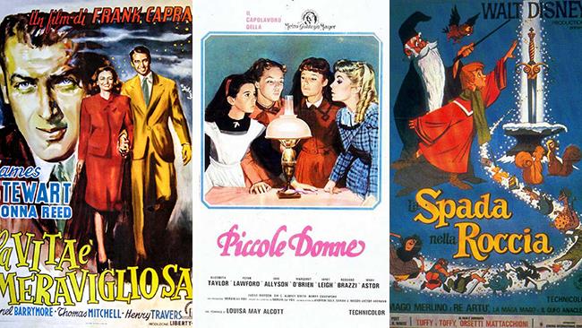 Film classici di Natale: 10 pellicole senza tempo da vedere in famiglia Le locandine dei film La Vita È Meravigliosa, PIccole Donne e La Spada nella Roccia