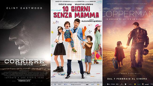 Weekend al cinema: i film in sala il 9 e 10 febbraio 2019 I poster dei film Il corriere - The Mule, 10 giorni senza mamma, Copperman