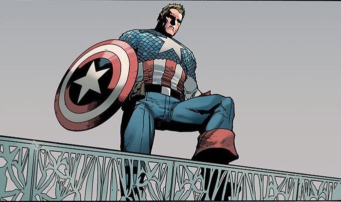 Capitan America osserva il mondo sotto di lui Capitan America osserva preoccupato il mondo sotto di lui