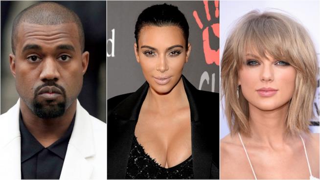 Kim Kardashian finisce nei guai per colpa di Taylor Swift e Kanye West Primo piano di Kim Kardashian, Kanye West e Taylor Swift
