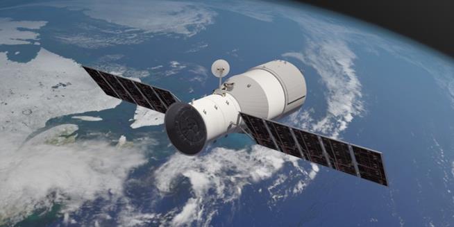 La stazione spaziale cinese Tiangogng-1 potrebbe cadere sulla Terra a Pasqua Rappresentazione grafica della stazione spaziale cinese Tiangong-1 (The Aerospace Corporation)