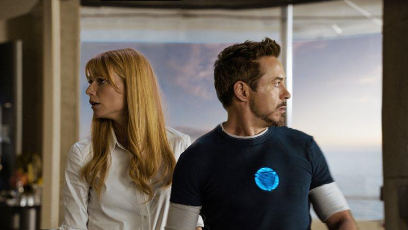 Avengers Pepper Potts e Tony Stark in una sequenza di Iron Man 3
