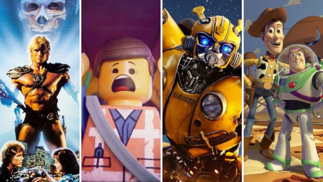 Giocattoli e cinema, i film che hanno fatto la storia Le immagini dei film: I Dominatori dell'Universo, The LEGO Movie 2, Bumblebee e Toy Story