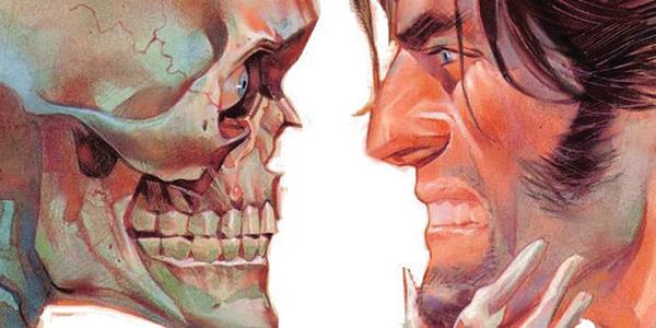La Morte e John Doe Illustrazione che vede faccia a faccia la Morte e John Doe