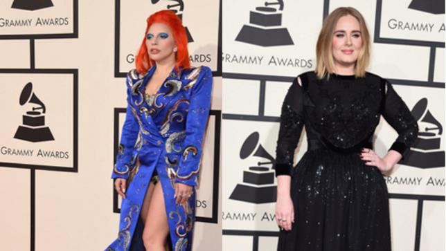 Lady Gaga e Adele ai Grammy Awards 2016 Lady Gaga e Adele ai Grammy Awards 2016 a Los Angeles
