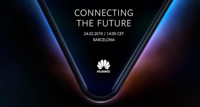 Al MWC 2019 lo smartphone pieghevole 5G di Huawei Immagine promozionale di Huawei per la presentazione dello smartphone pieghevole al MWC 2019