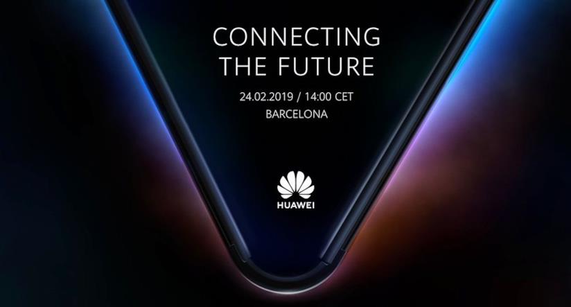 Al MWC 2019 lo smartphone pieghevole 5G di Huawei Immagine promozionale di Huawei per la presentazione dello smartphone pieghevole al MWC 2019