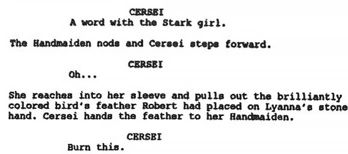Lo script della Cushing Memorial Library Lo script della Cushing Memorial Library: Cersei e la piuma di Lyanna