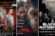 Weekend al cinema: i film in uscita il 15 e 16 luglio 2017 I poster dei film Cane Mangia Cane, The War - Il Pianeta delle Scimmie, Black Butterfly