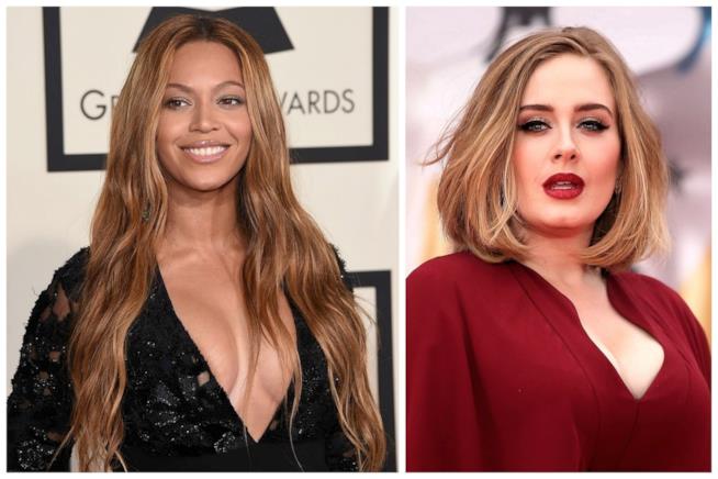 Adele riceve i complimenti di Beyoncé per la sua musica Primo piano di Beyoncé e Adele