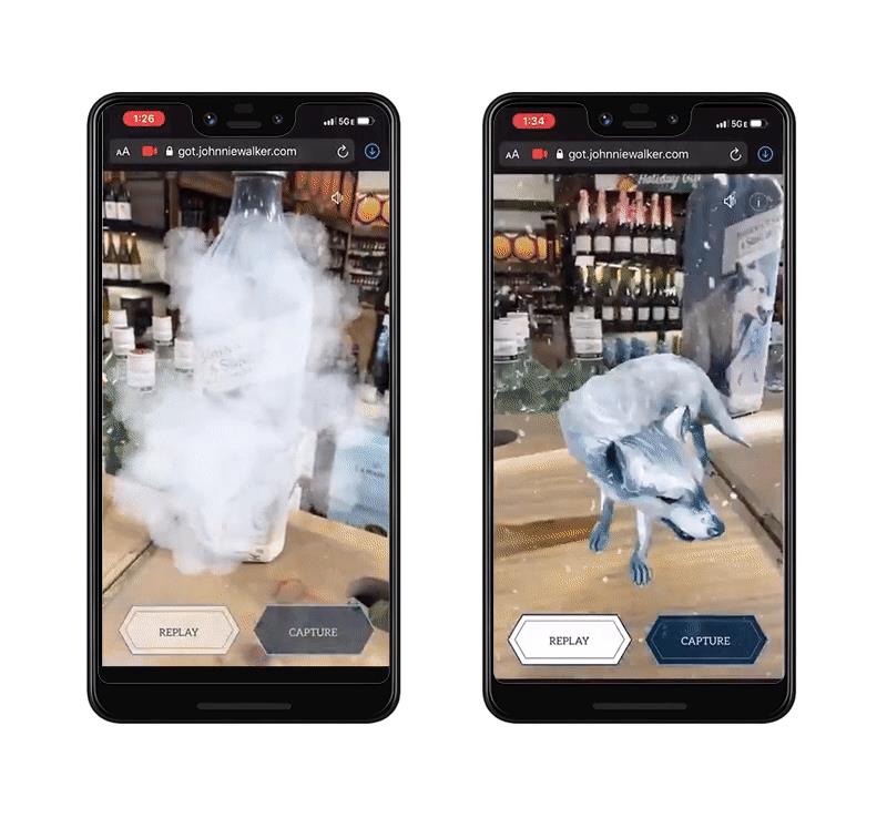 Johnnie Walker presenta i whisky di Stark e Targaryen La bottiglia Stark in AR di Johnnie Walker