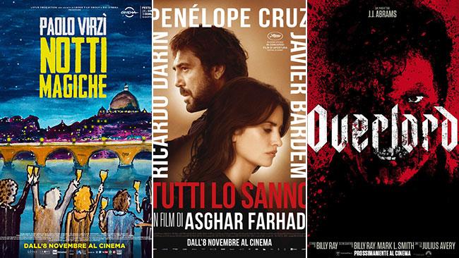 Weekend al cinema: i film in sala il 10 e l'11 novembre 2018 I poster dei film Notti magiche, Tutti lo sanno, Overlord