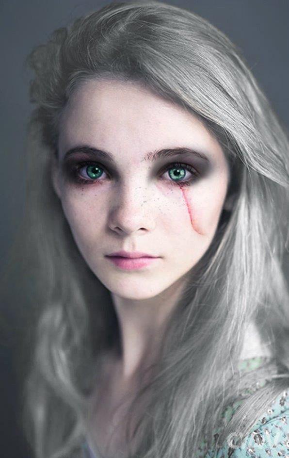 Freya Allan nei panni di Ciri in un fotomontaggio Un fotomontaggio di Freya Allan con il look di Ciri