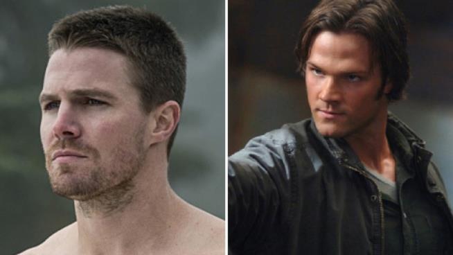 Stephen Amell di Arrow e Jared Padalecki di Supernatural brindano alla loro disoccupazione Stephen Amell di Arrow e Jared Padalecki di Supernatural