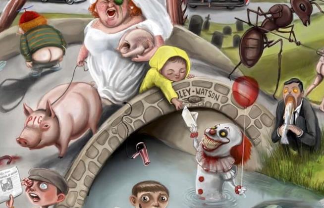 Il poster con oltre 170 riferimenti alle opere di Stephen King Particolare del poster di Jordan Monsell dedicato a Stephen King