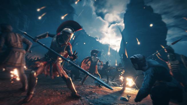 Assassin's Creed Odyssey, il nuovo trailer è dedicato alle scelte dei giocatori Uno spettacolare combattimento notturno in Assassin's Creed Odyssey