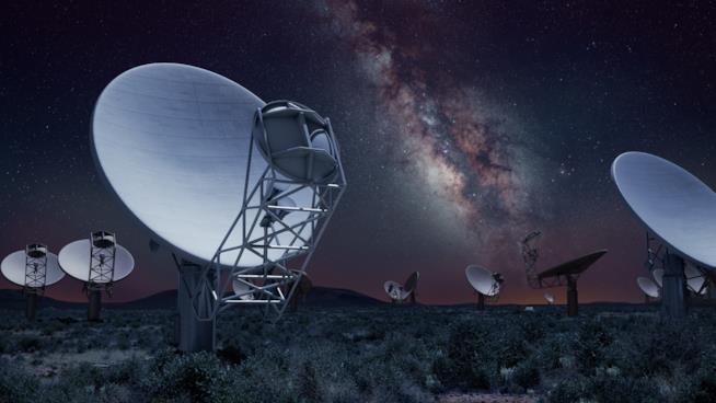 meerKAT Dettaglio di una delle 64 antenne paraboliche del telescopio MeerKAT