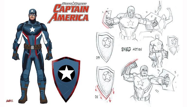 Il recente design dello scudo di Captain America Il recente design dello scudo di Captain America nei comics