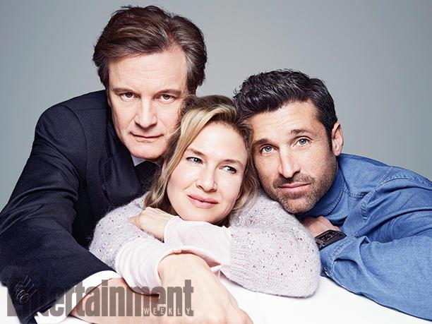 Renée Zellweger, Patrick Dempsey e Colin Firth in Bridget Jones' Baby Bridget Jones' Baby i protagonisti