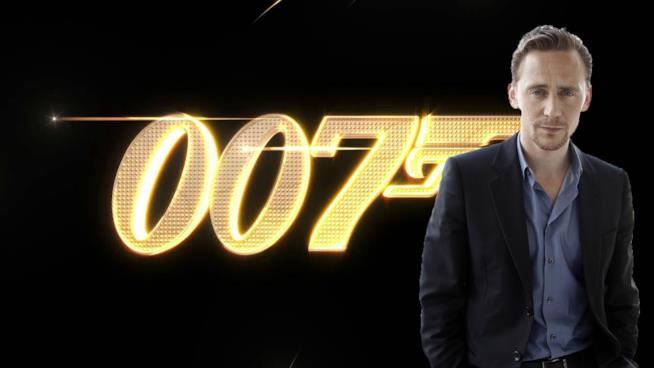 L'attore Tom Hiddleston è in lizza per il ruolo di 007 L'attore Tom Hiddleston con il logo di 007