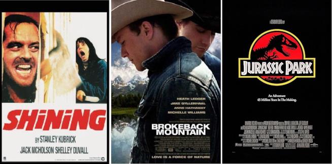 Shining, I segreti di Brokeback Mountain, Jurassic Park e gli altri 22 titoli conservati nella Biblioteca del Congresso USA Collage di Shining, I segreti di Brokeback Mountain e Jurassic Park