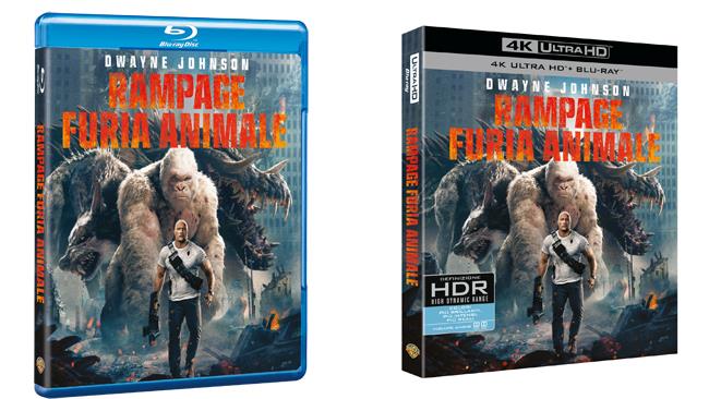 Le cover delle versioni blu-ray e 4K di Rampage - Furia animale Le versionie blu-ray e 4K di Rampage - Furia Animale