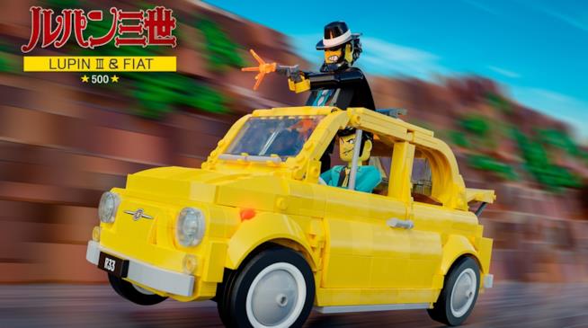 LEGO: la Fiat 500 F dedicata a Lupin III potrebbe diventare un set ufficiale! Set LEGO Fiat 500 F con le Minifigure di Lupin III e Jigen
