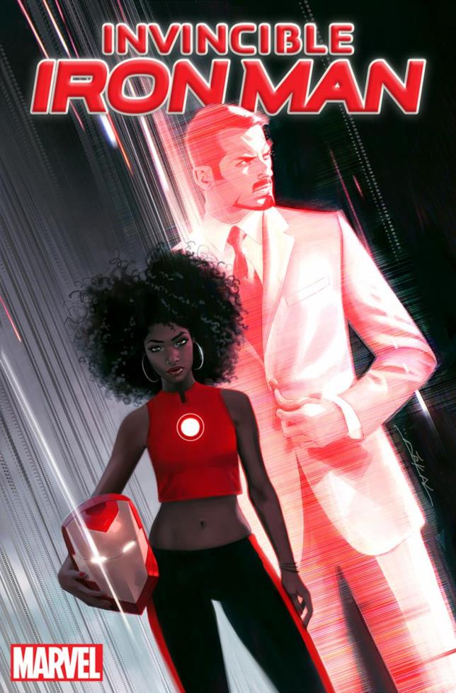 La copertina di Invincible Iron Man #1 (2016) Riri Williams e Tony Stark sulla cover di Invincible Iron Man #1