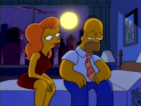 Homer e Mindy nell'episodio 5x09 de I Simpson Una scena dell'episodio 5x09 de I Simpson